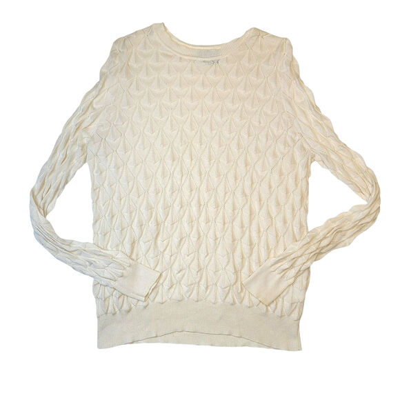 ModCloth Women's Lively Textered Ivory Long Sleeve Top Size Large - Picture 1 of 9